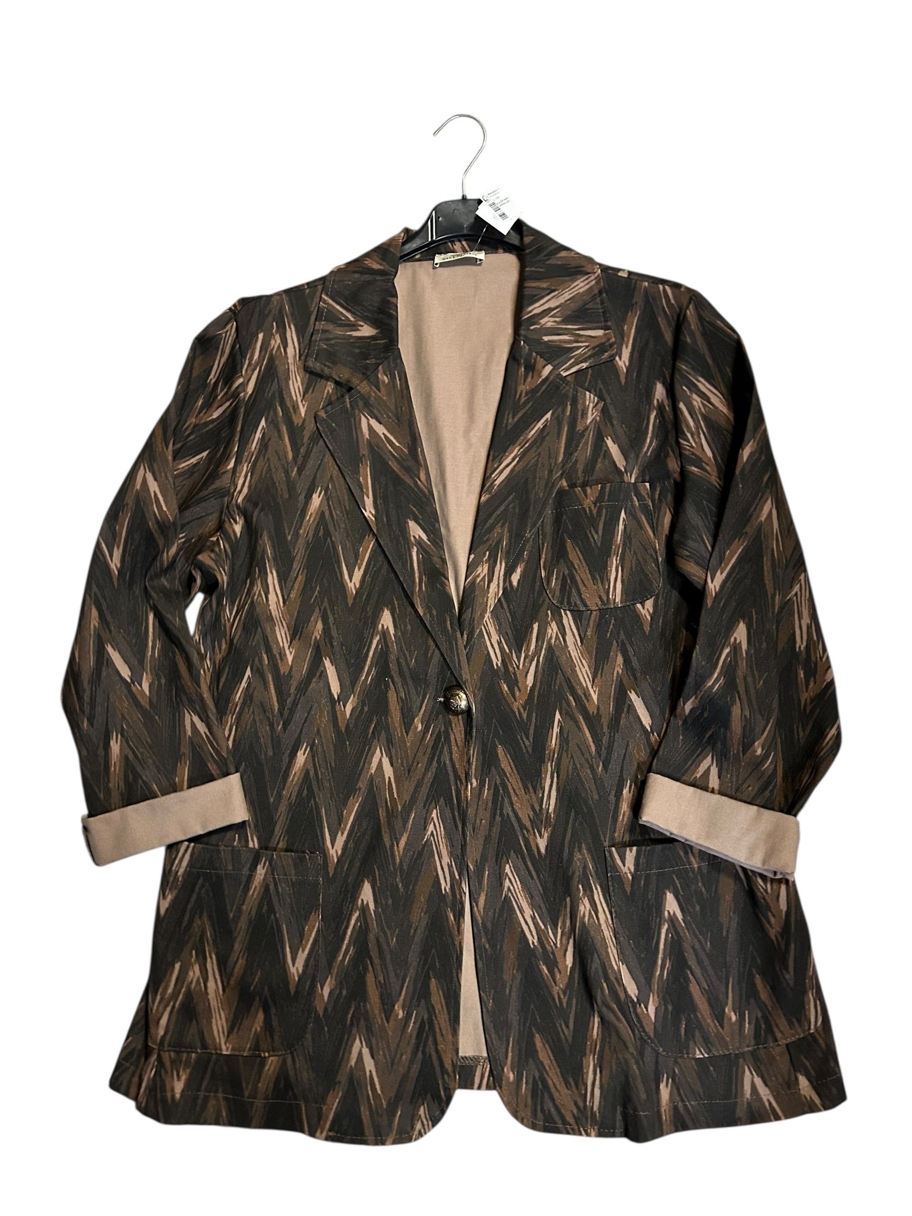 Blazer Marrone Fantasia Nuovo Donna L/xl