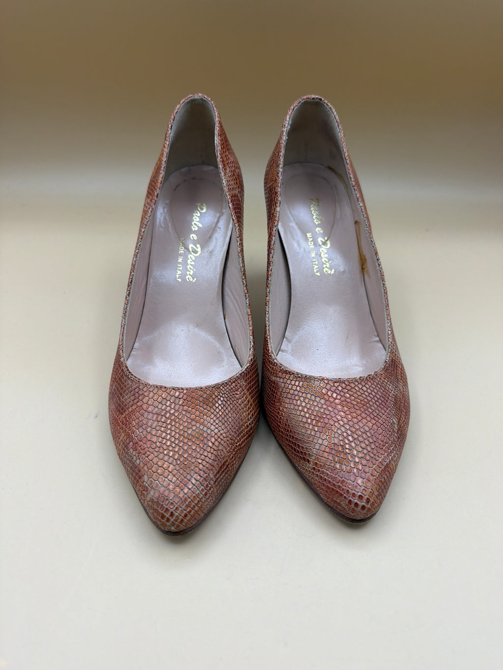 Scarpe Decollete 37 Tacco Finto Rettile pelle