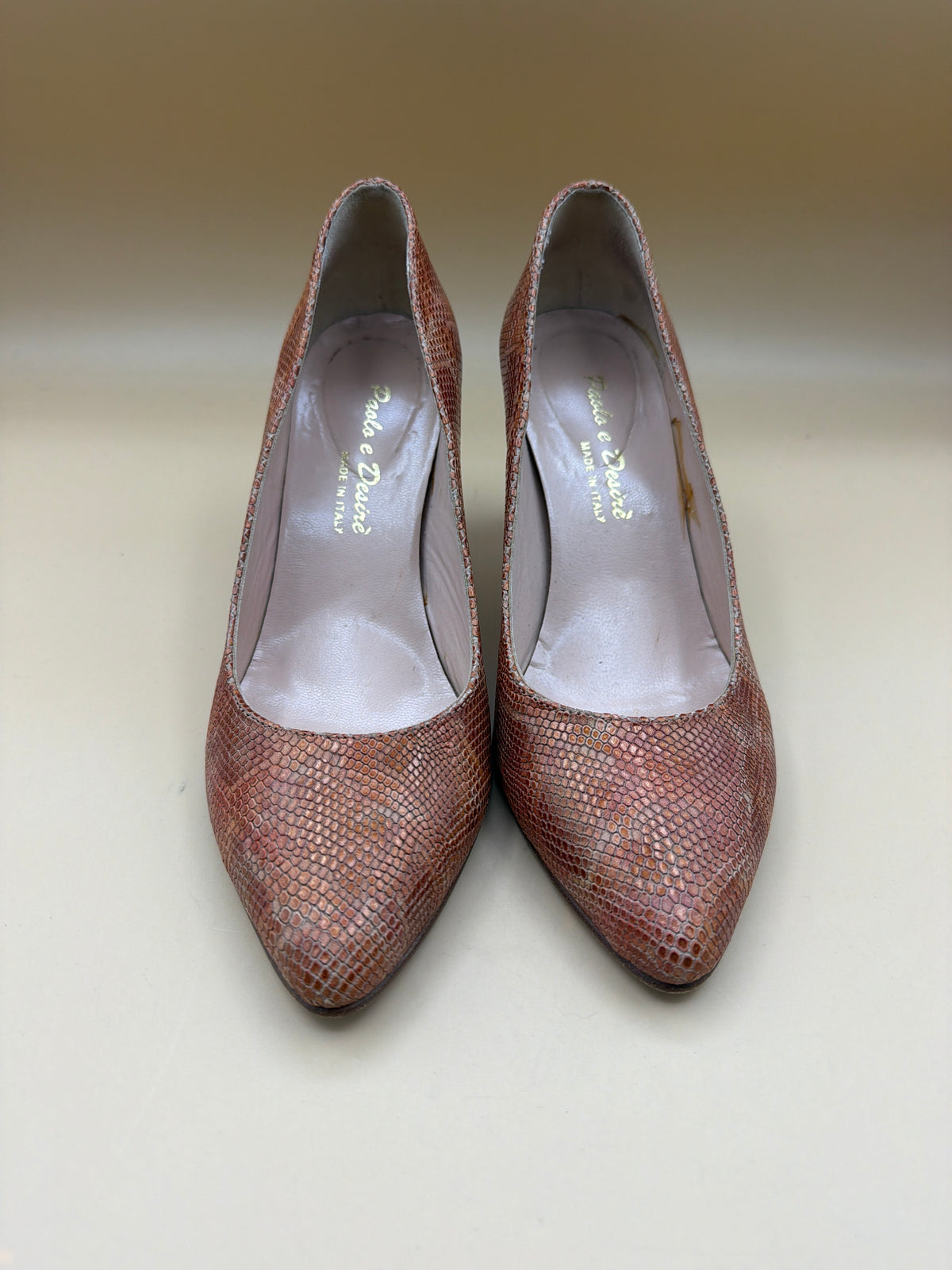 Scarpe Decollete 37 Tacco Finto Rettile pelle