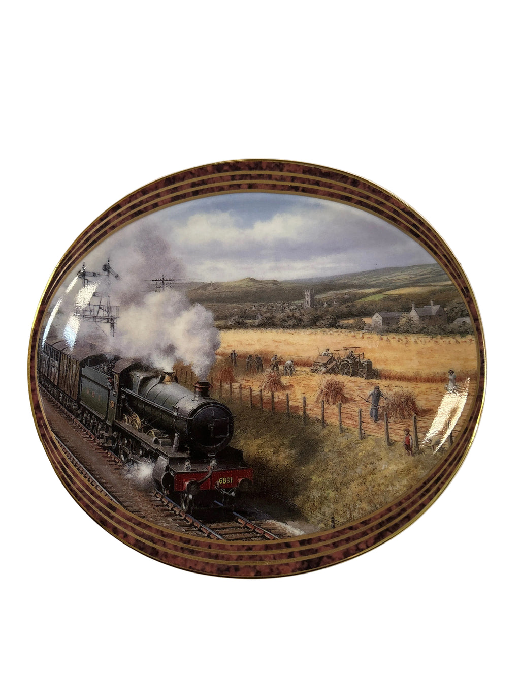 Piatto Da Parete "trackside Harvest" Di Don Breckon Dalla Collezione "when The Train Went By" Davenport Pottery Door Bradford Exchange Wall Hanging