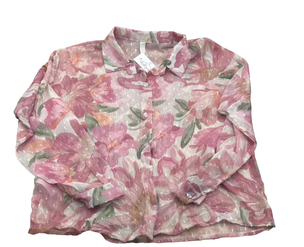 Camicia Fiori Rosa Nuova M