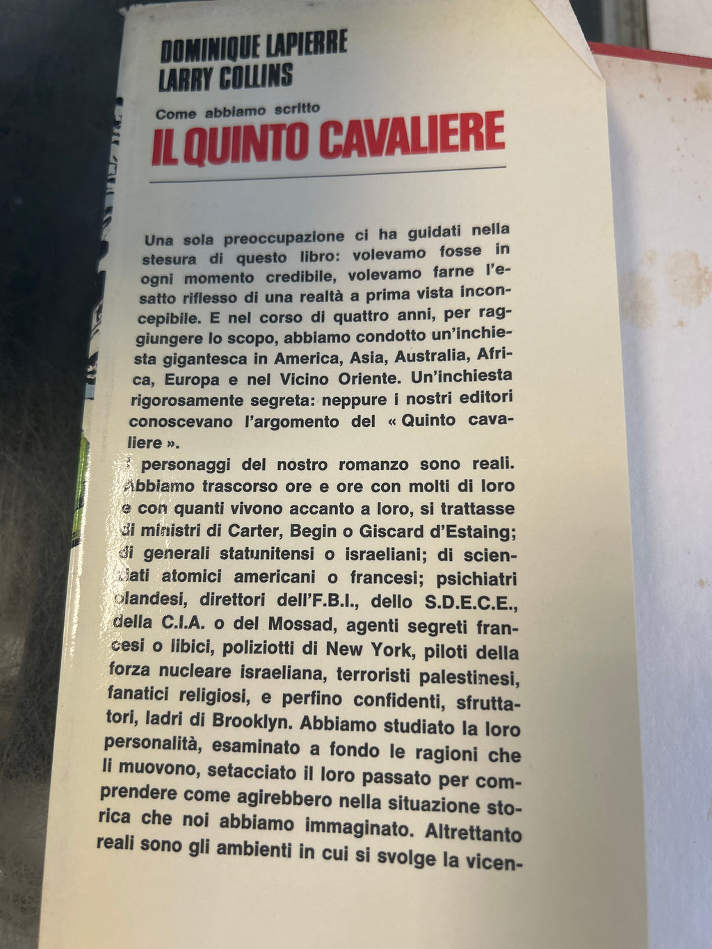 Il Quinto Cavaliere. Dominique Lapierre, Larry Collins