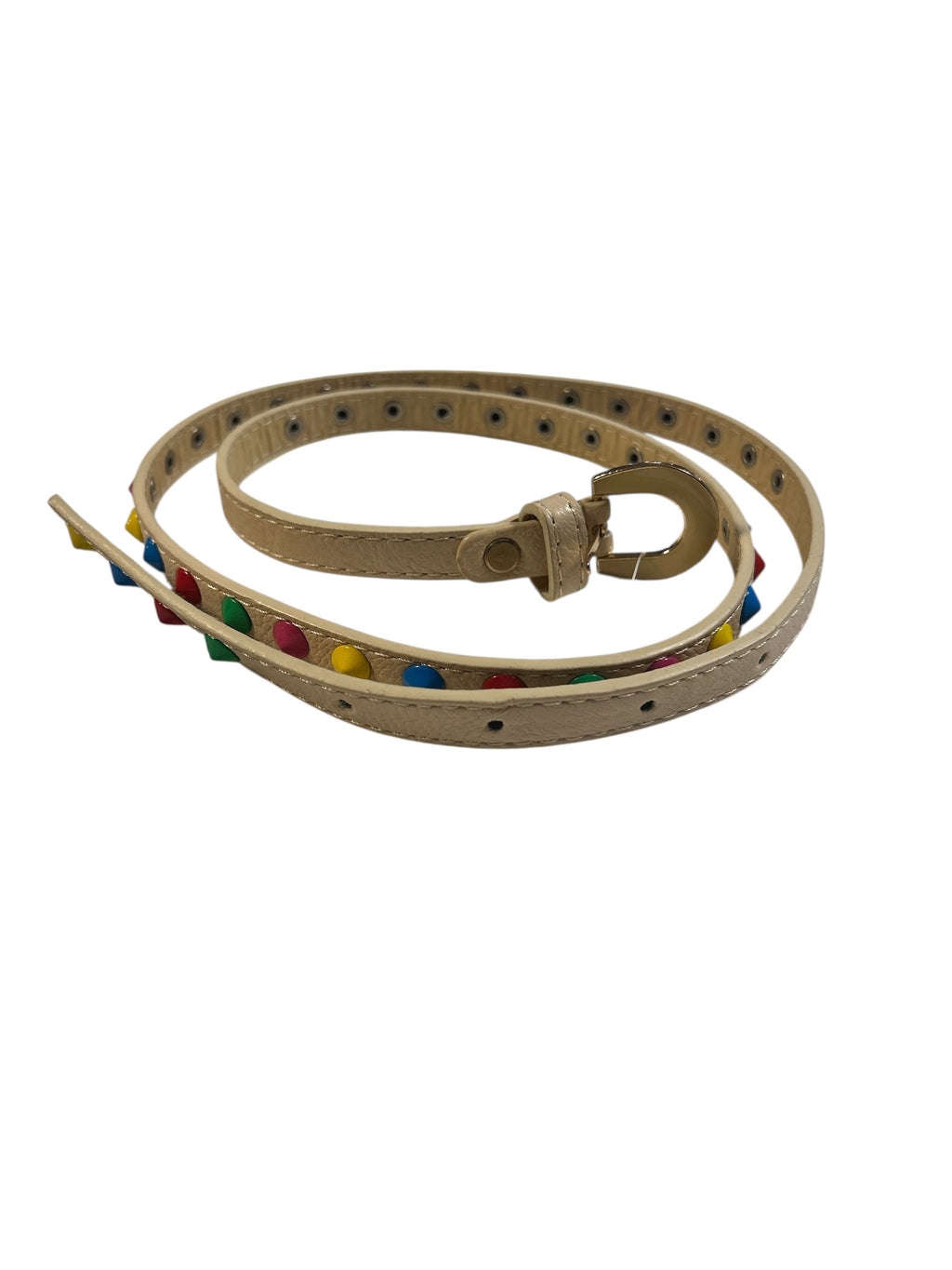 Cinturina Beige Borchie Colorate Nuova