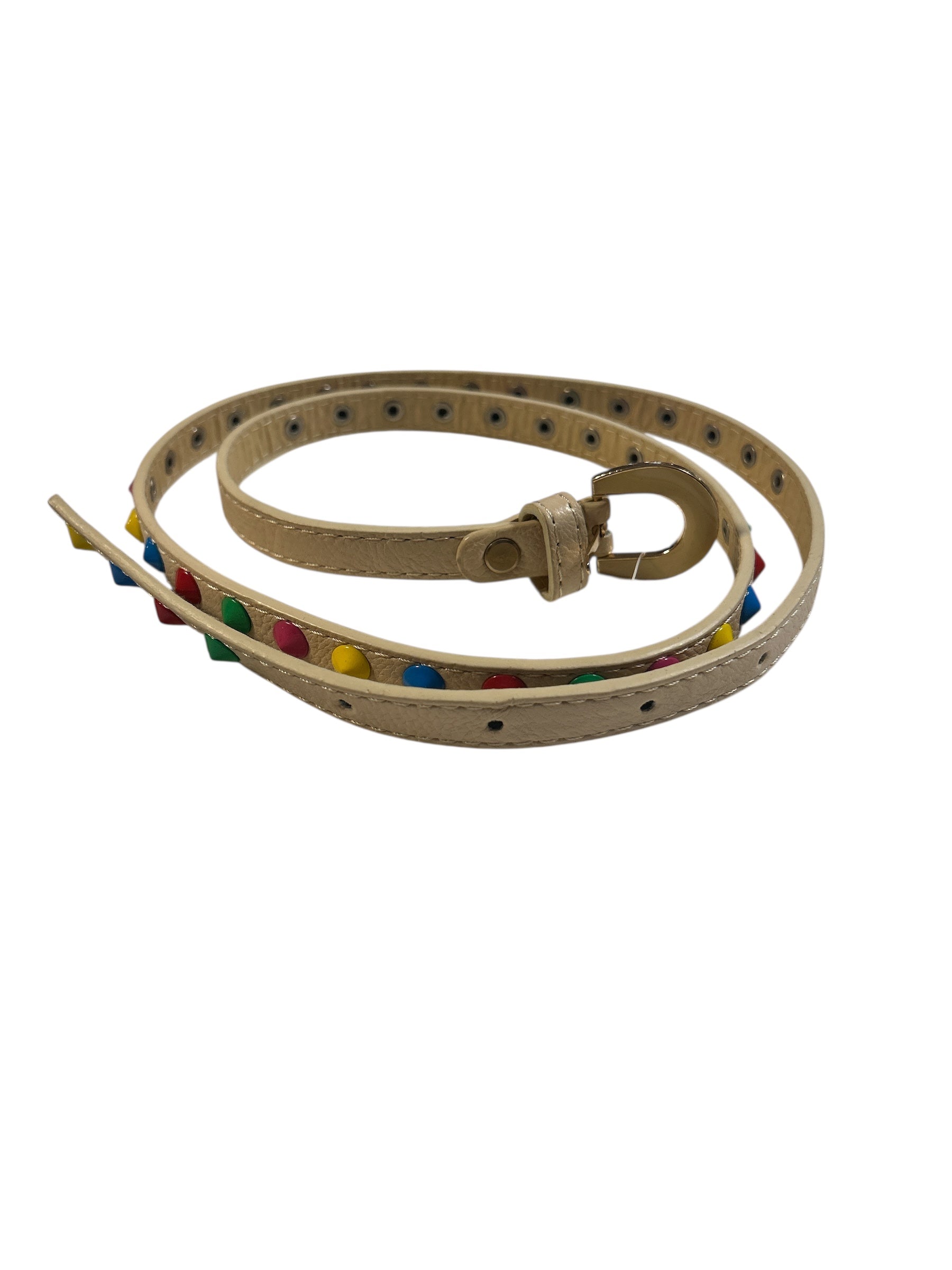Cinturina Beige Borchie Colorate Nuova