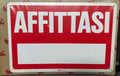 Cartello Segnaletico Affittasi Bianco Rosso Cm 20x30 Pvc