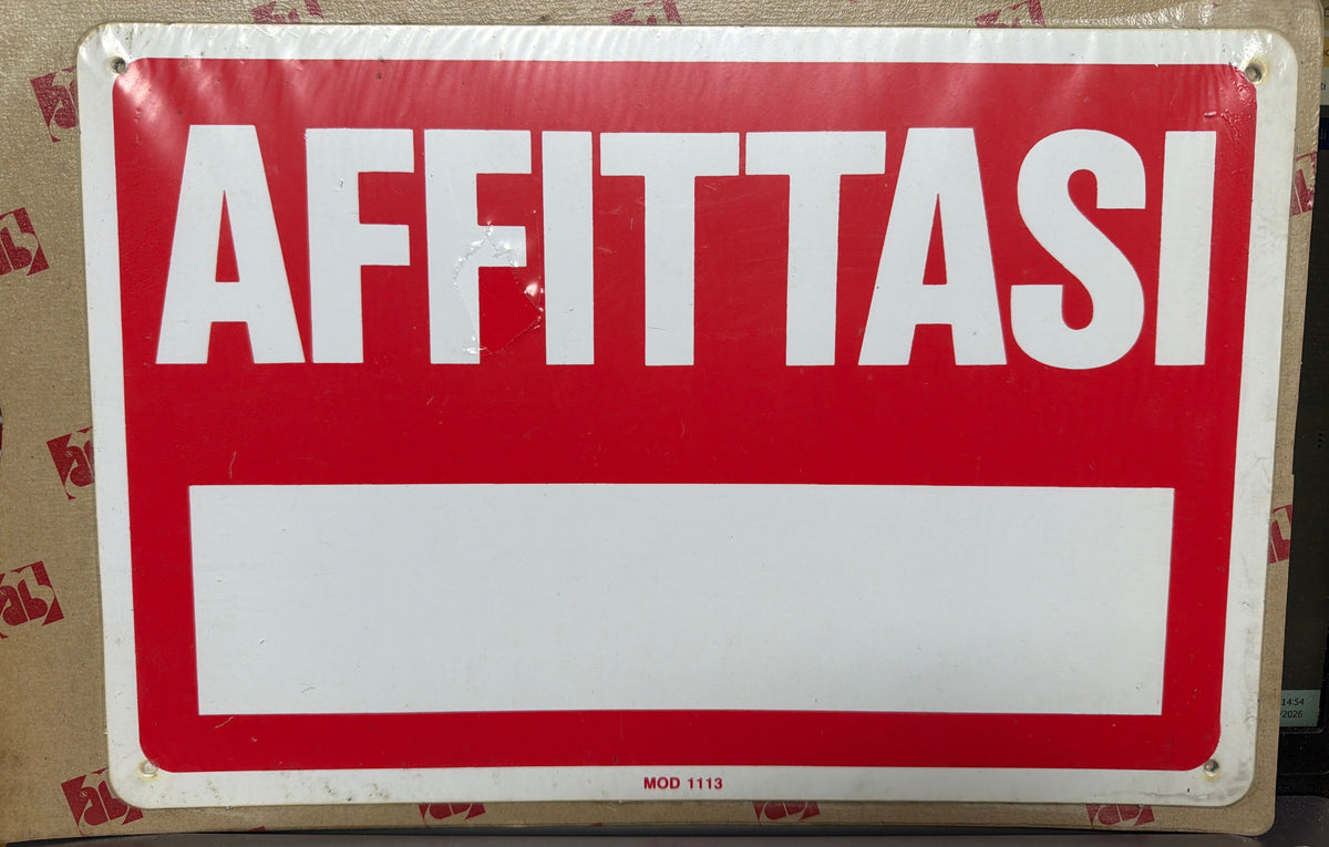 Cartello Segnaletico Affittasi Bianco Rosso Cm 20x30 Pvc
