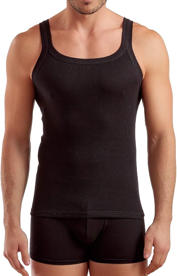 Enrico Coveri Canottiera Uomo Nero Cotone  7/xxxl