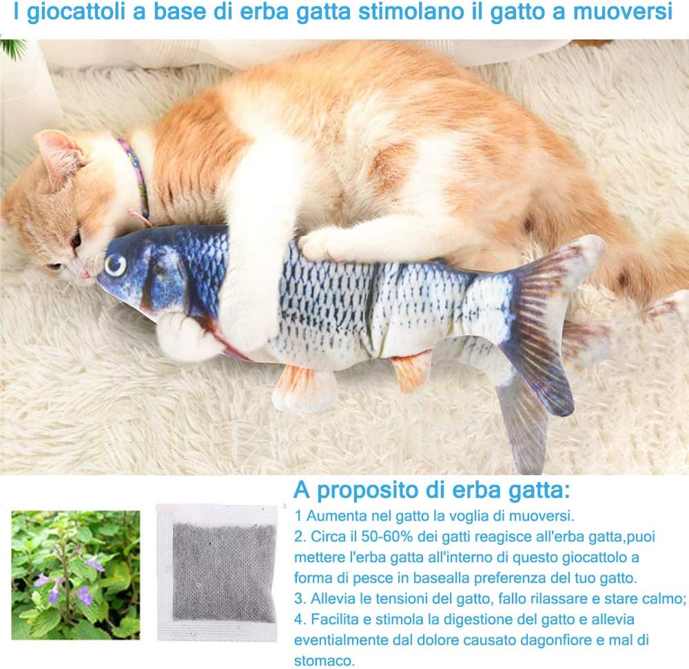 Giocattolo Interattivo Per Gatti, Pesce Elettrico Con Erba Gatta, Simulazione Realistica Del Pesce Che Si Muove, Carpa