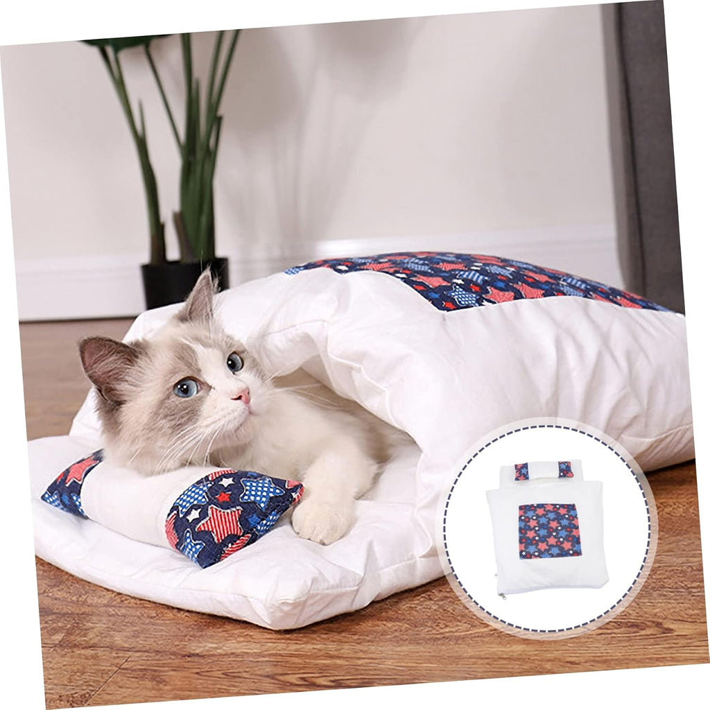 Letto Per Gatti Giapponese Sacco A Pelo Caldo Per Gatti Sonno Profondo Inverno Rimovibile Cuccia Per Cani Cuccia Per Gatti Cuscino Nido Con Cuscino-stella, M 55x40 Cm