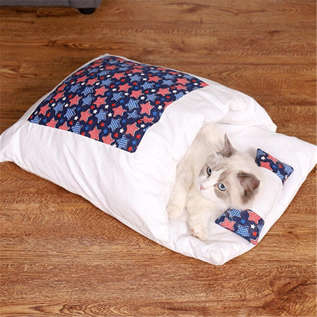 Letto Per Gatti Giapponese Sacco A Pelo Caldo Per Gatti Sonno Profondo Inverno Rimovibile Cuccia Per Cani Cuccia Per Gatti Cuscino Nido Con Cuscino-stella, M 55x40 Cm