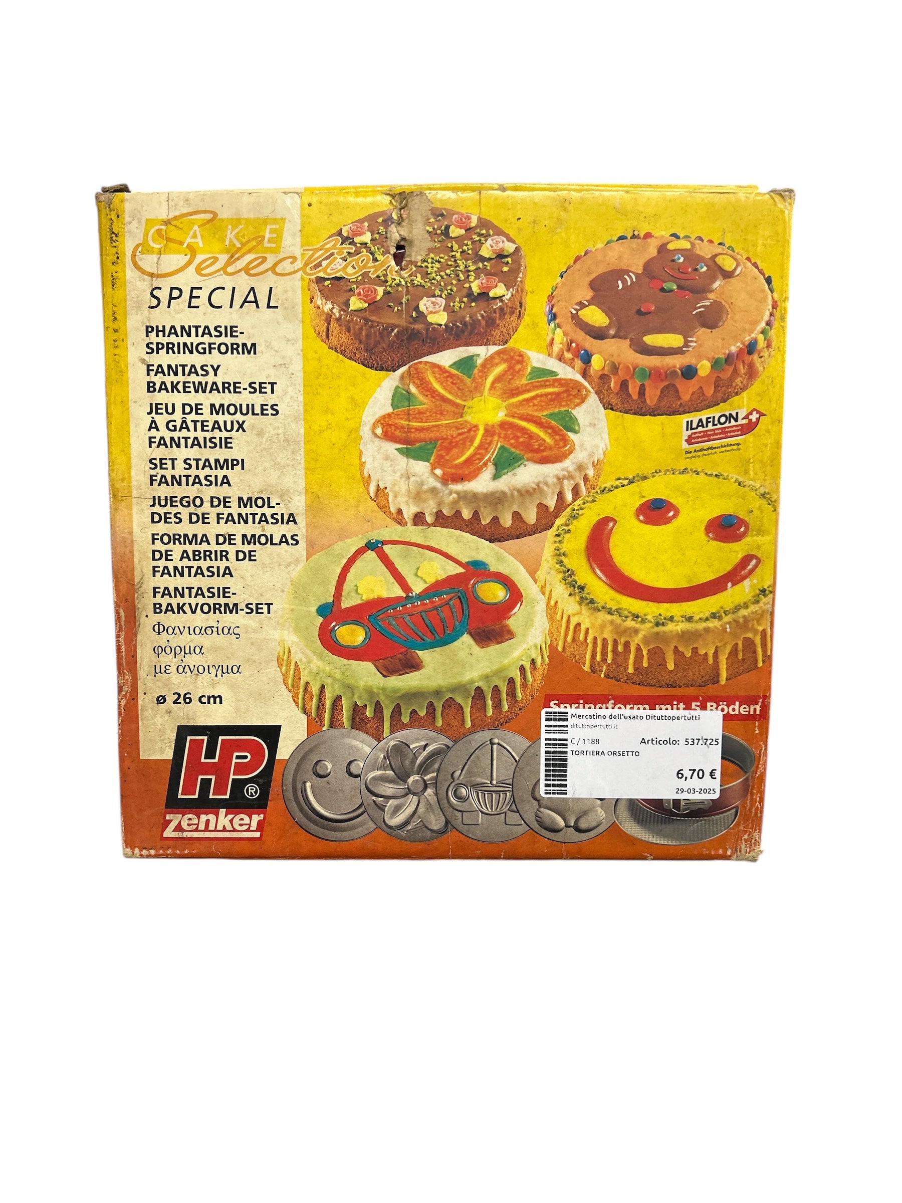 Tortiera con 5 soggetti diversi