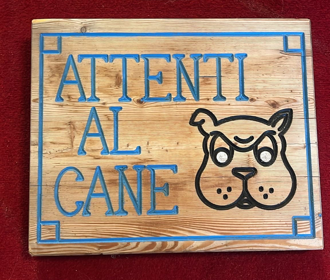 Cartello Attenti Al Cane In Legno