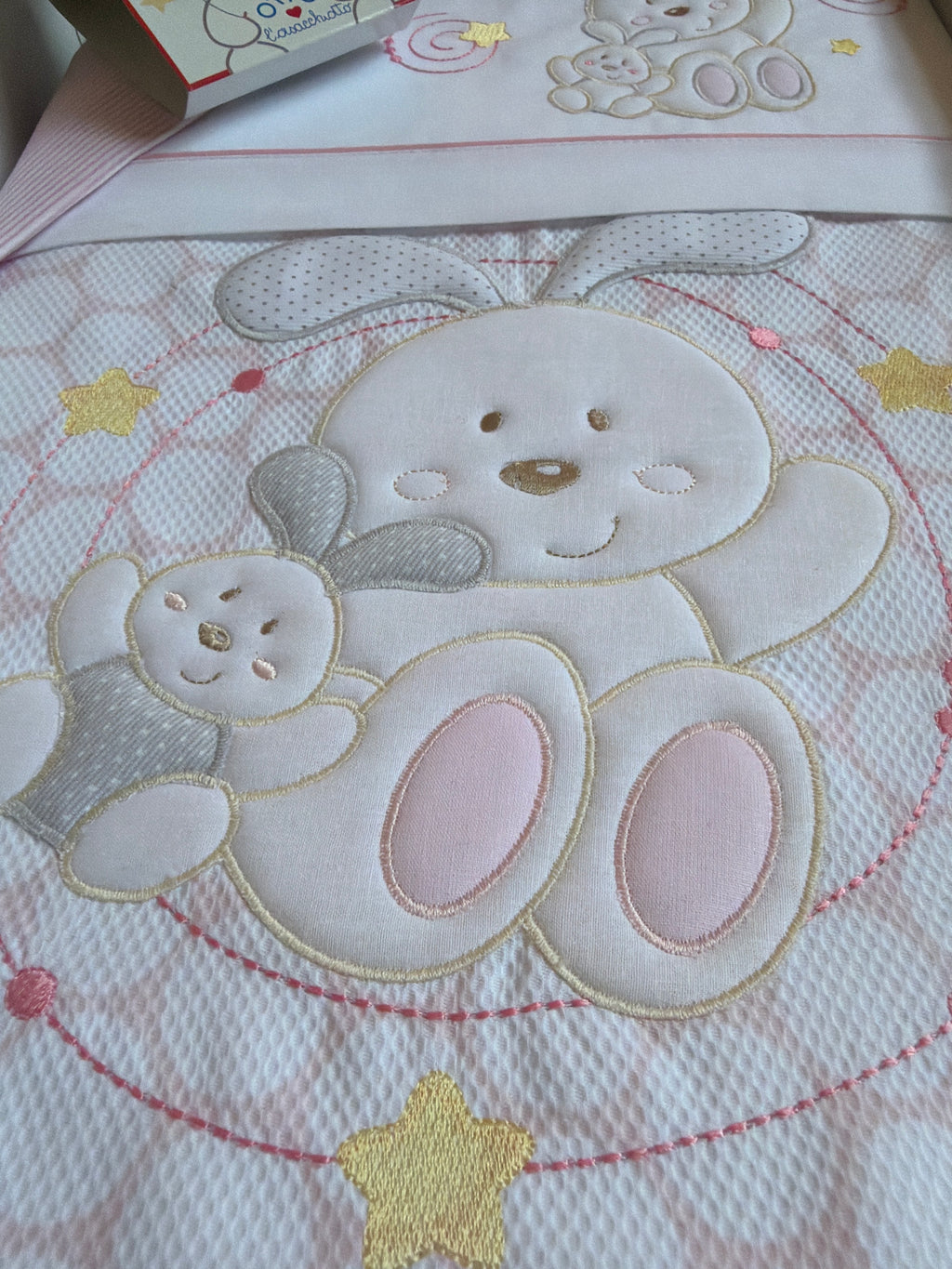 Completo Letto Neonata Copriletto Piquet, Lenzuolo E Federa Da Lettino Nuovo Rosa Otto L’orsacchiotto