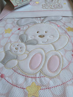 Completo Letto Neonata Copriletto Piquet, Lenzuolo E Federa Da Lettino Nuovo Rosa Otto L’orsacchiotto
