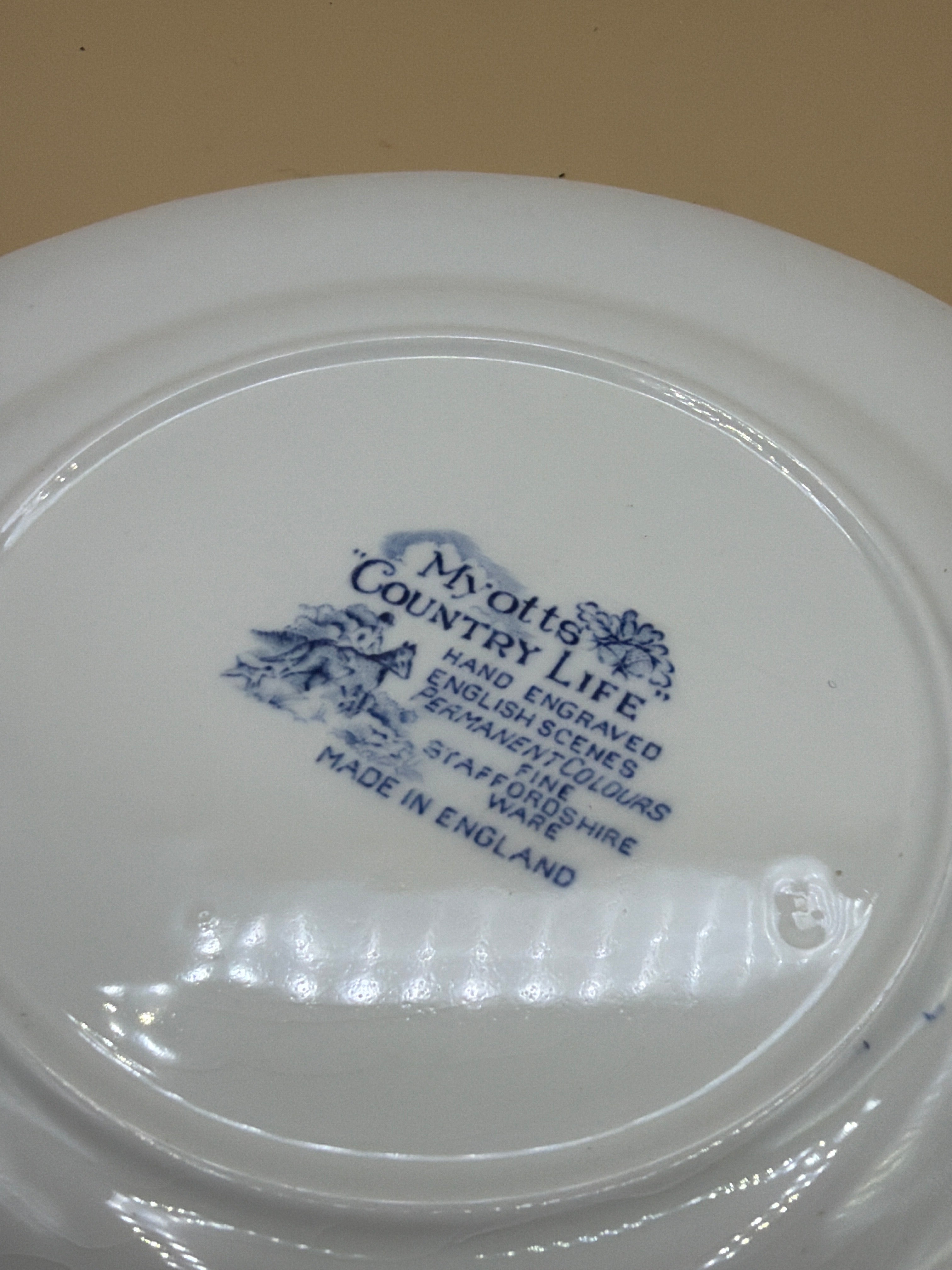 Piatto Staffordshire Bianco Blu Myotts Country Life