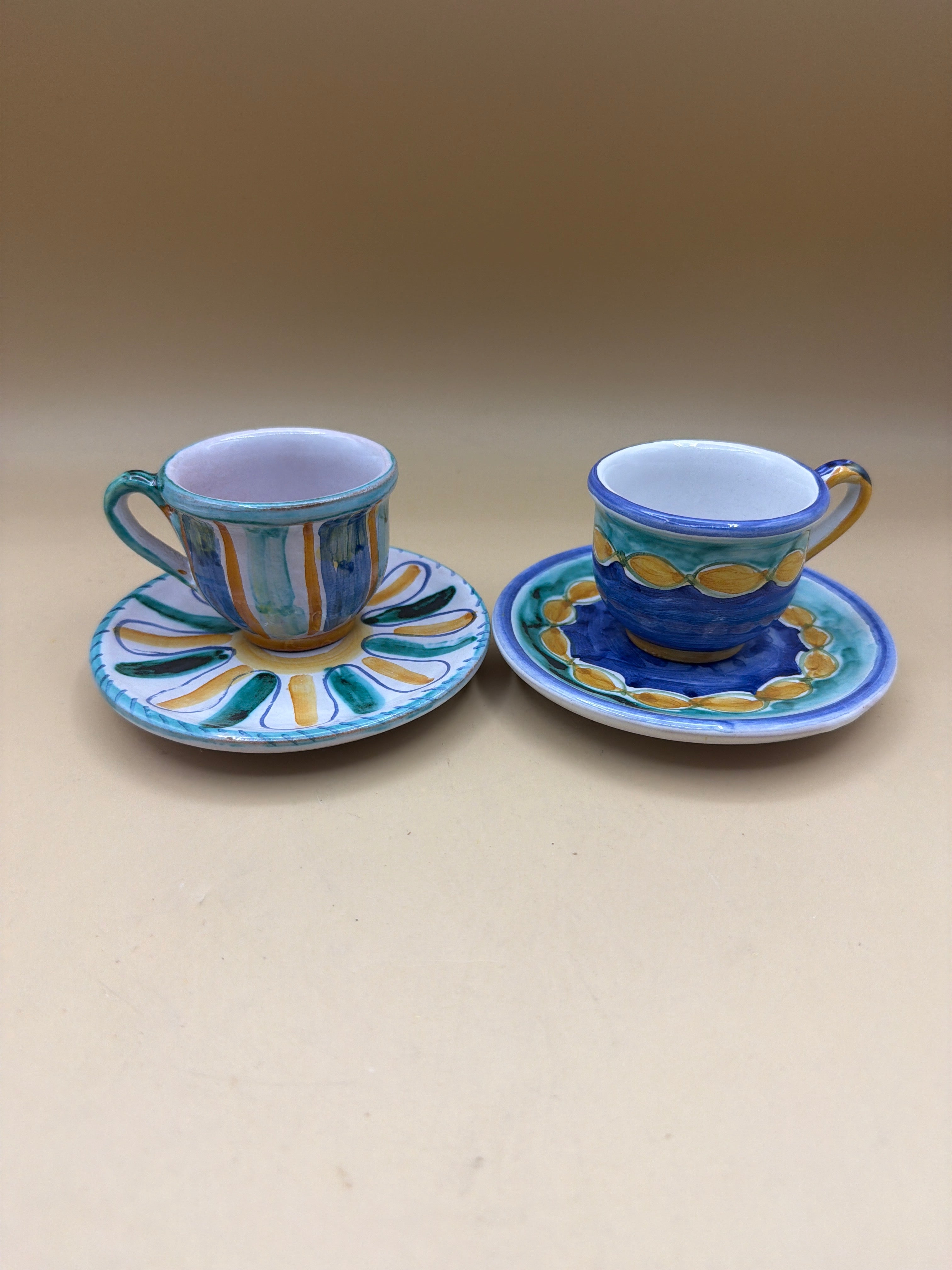Servizio 6 Tazzine Da Caffè Con Con Piattino Kerameion Taormina