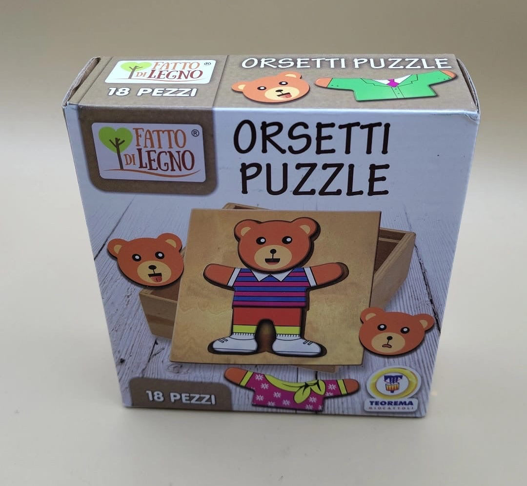 Orsetti Puzzle fatto in legno 18 pezzi Teorema