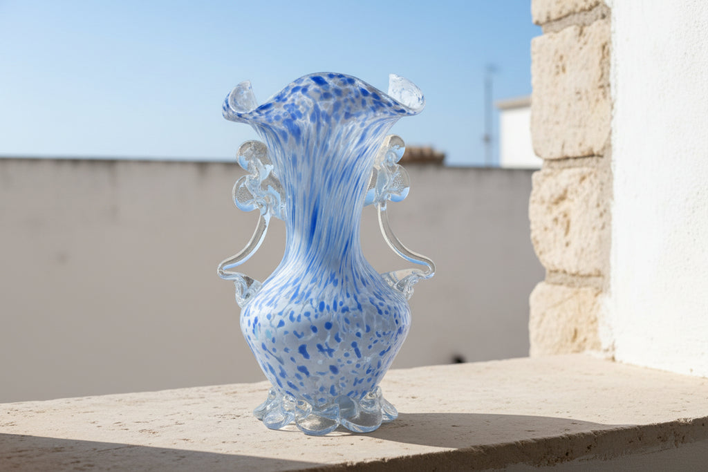 Vaso Murano Azzurro Bianco
