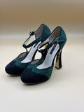 Scarpe Tacco Verdi Cinti In Vera Pelle 37