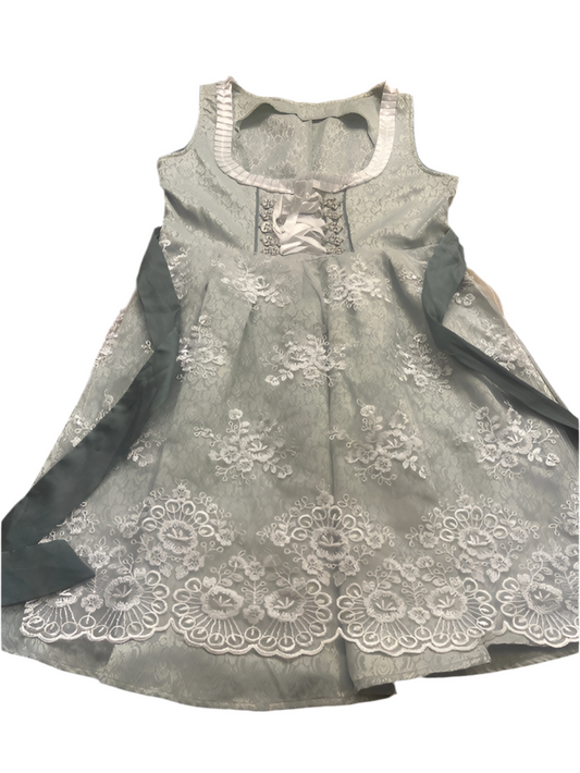 Vestito Tirolese Verde Acqua Cn Grembiule Pizzo L