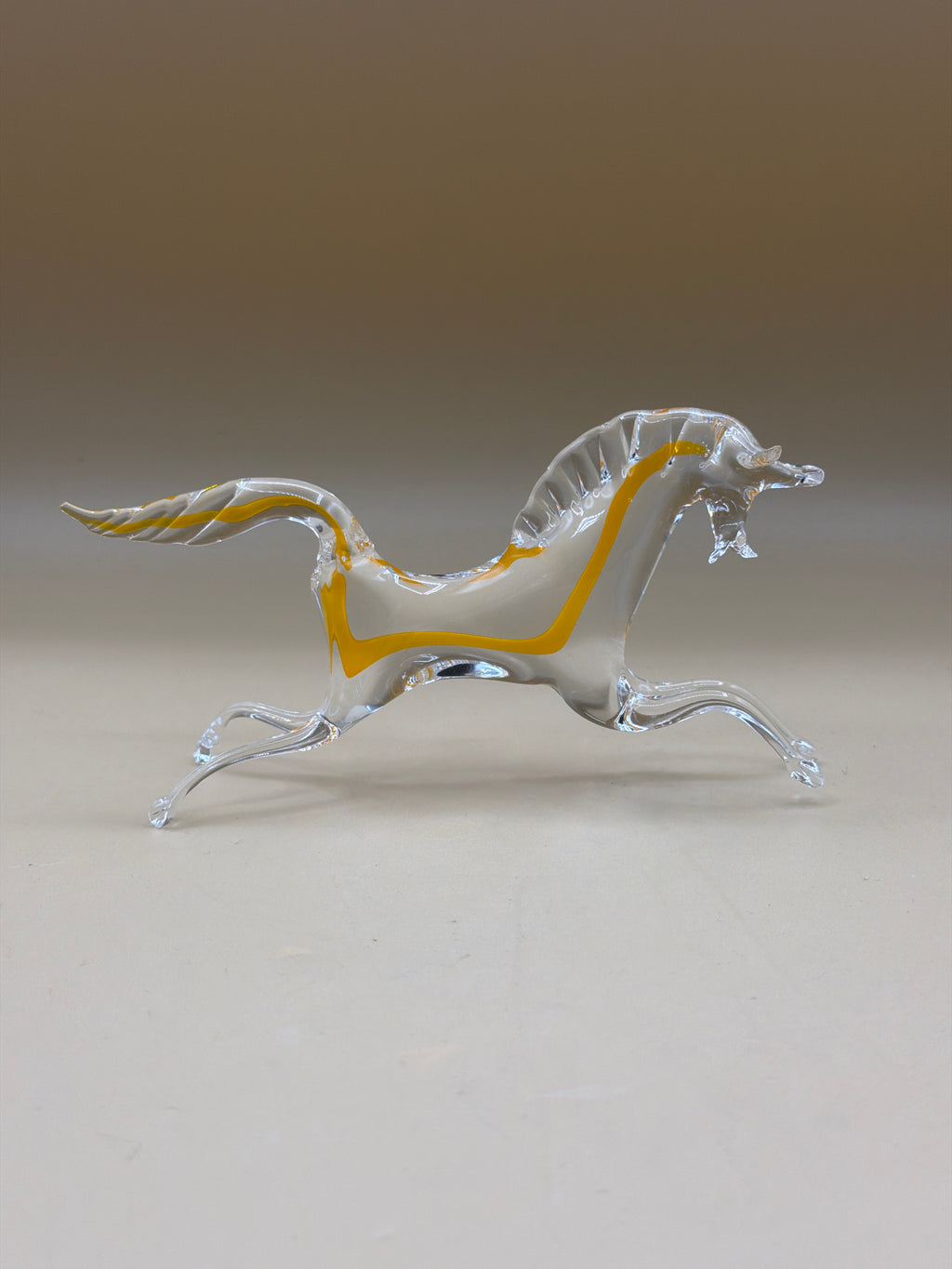 Cavallo In Vetro Di Murano Trasparente Giallo