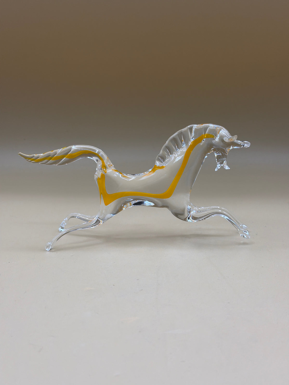 Cavallo In Vetro Di Murano Trasparente Giallo