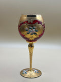 Bicchiere Vintage Rosso Con Smalto Dorato - Murano Tre Fuochi