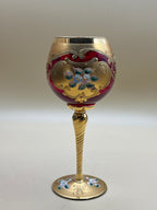 Bicchiere Vintage Rosso Con Smalto Dorato - Murano Tre Fuochi
