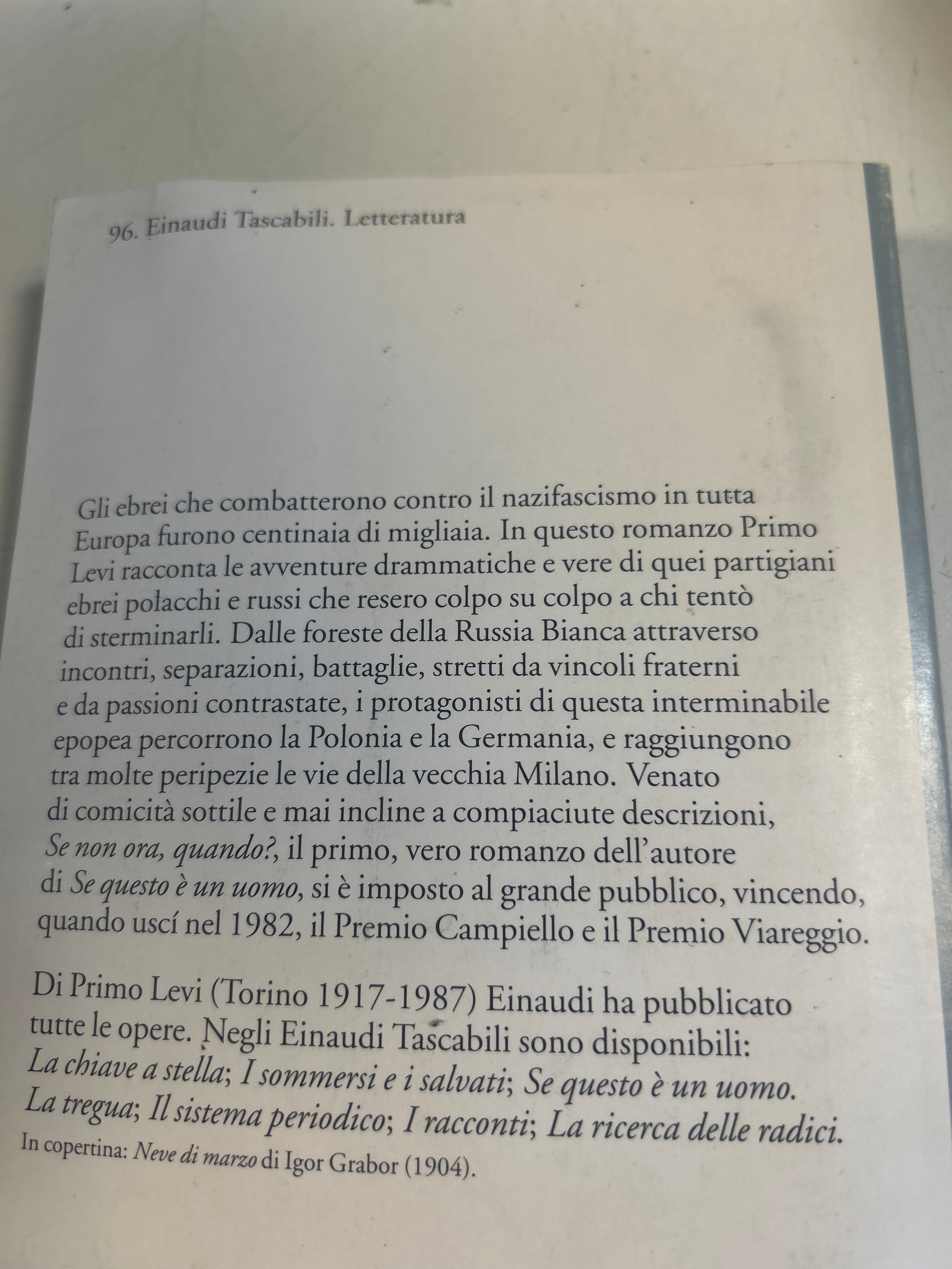 Se Non Ora, Quando? - Primo Levi