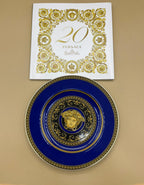 Rosenthal Versace Piatto "Medusa Blue" / "Mendelssohn" Porcellana con Scatola Originale e Set 20° Anniversario