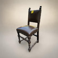 Sedia Pelle Legno Con Borchie