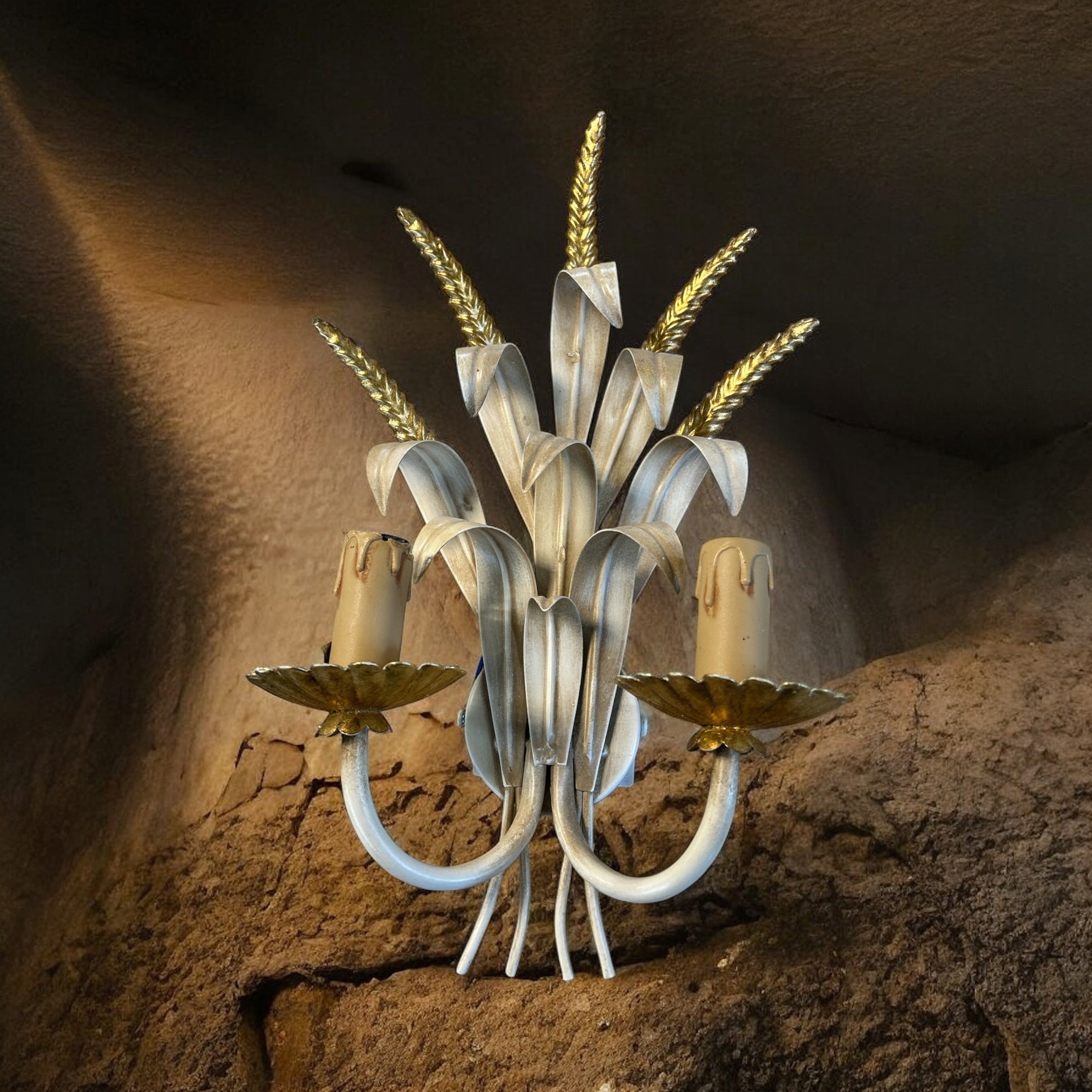 Applique Due Luci Metallo Beige Oro