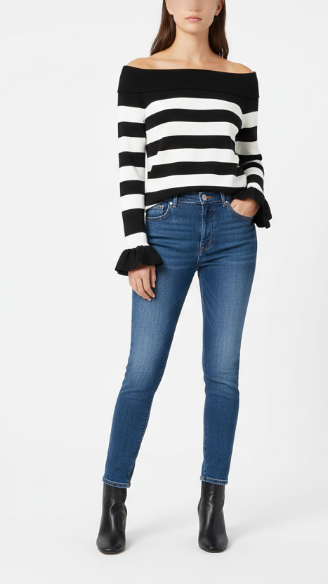 Maglia Righe Liujo L Bianca Nera