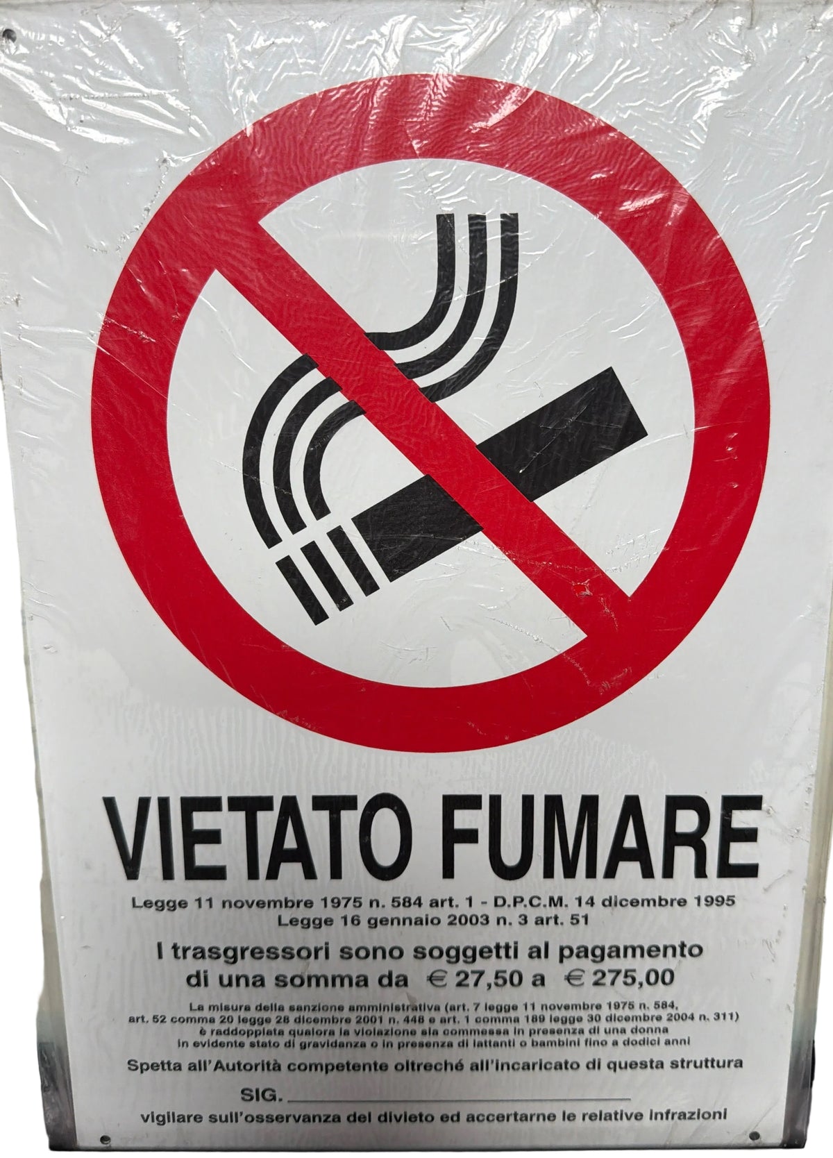 Cartello Segnaletico Vietato Fumare Cm 20x30 In Alluminio