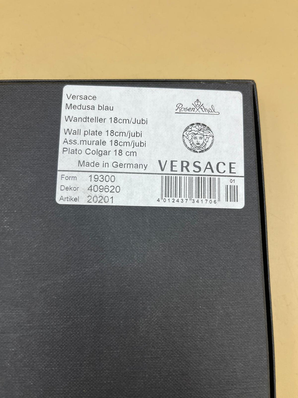 Rosenthal Versace Piatto "Medusa Blue" / "Mendelssohn" Porcellana con Scatola Originale e Set 20° Anniversario