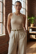 Cintura Verde Borchie Dorate Nuova Cm 111