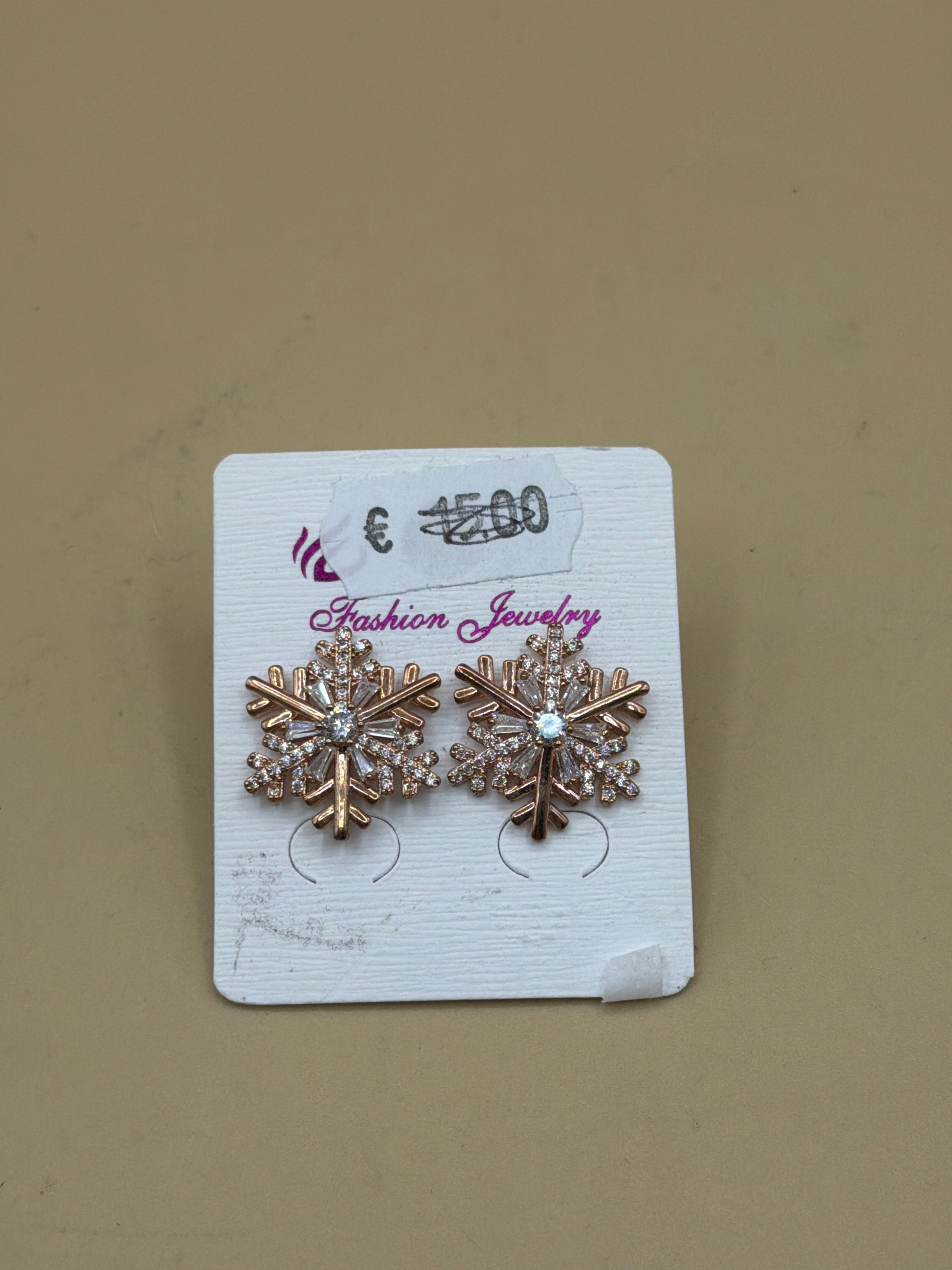 Coppia Orecchini Rose Gold Fiocco Di Neve