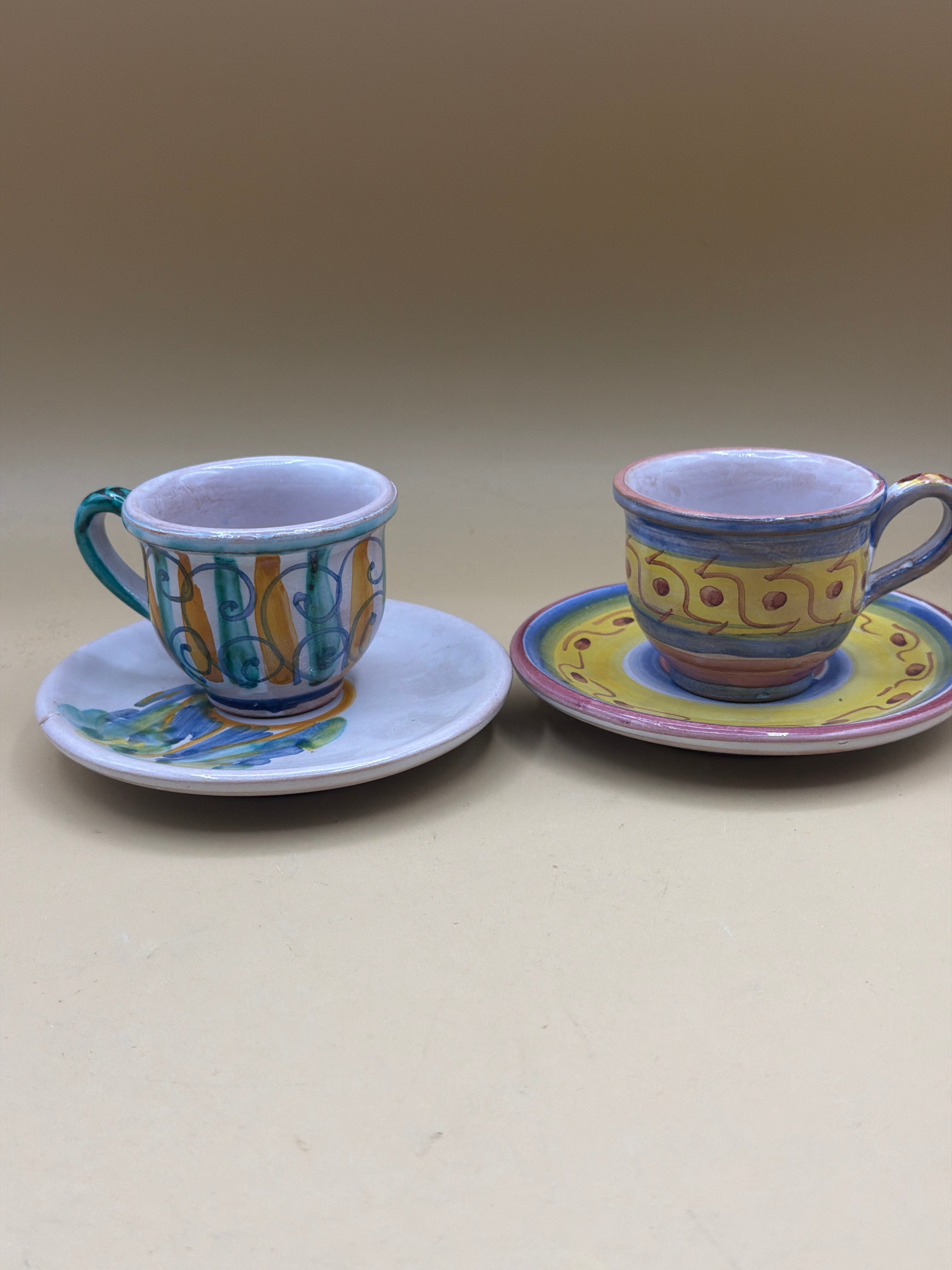 Servizio 6 Tazzine Da Caffè Con Con Piattino Kerameion Taormina
