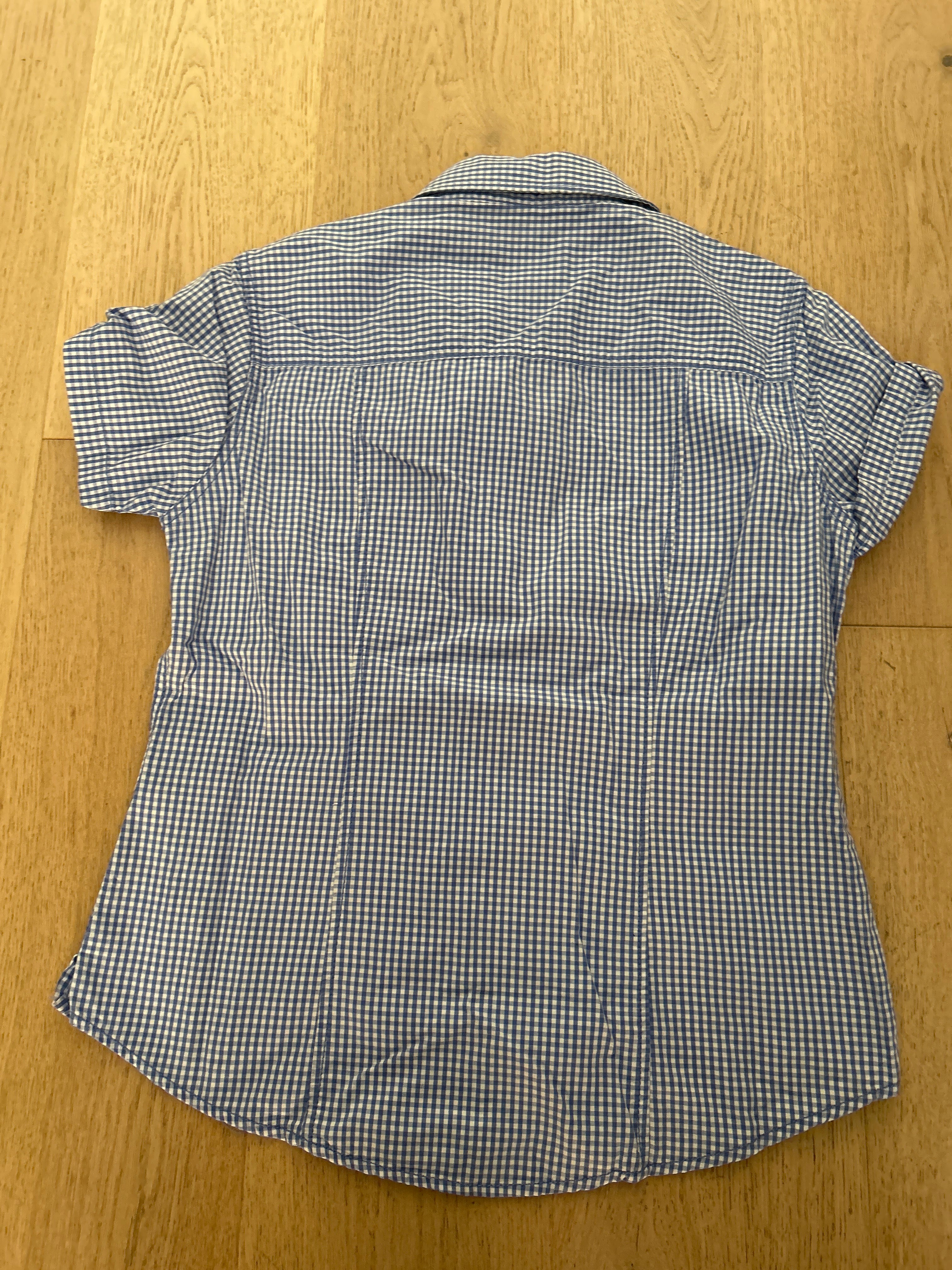 Camicia Donna Tirolese Manica Corta Bianca Azzurra Tg. L Nochstein Trachten