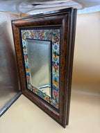Specchio Cornice Radica Inserti In Maiolica