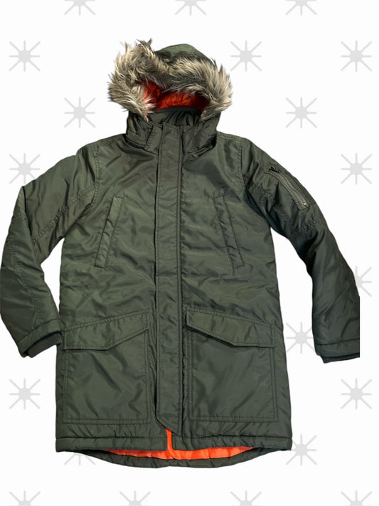 Giaccone parka imbottito verde con cappuccio H&M 10-11 anni