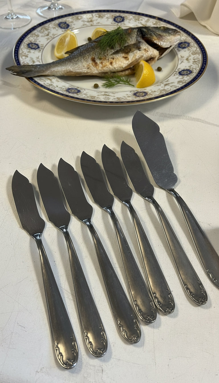 6 Coltelli Da Pesce + coltello grande acciaio
