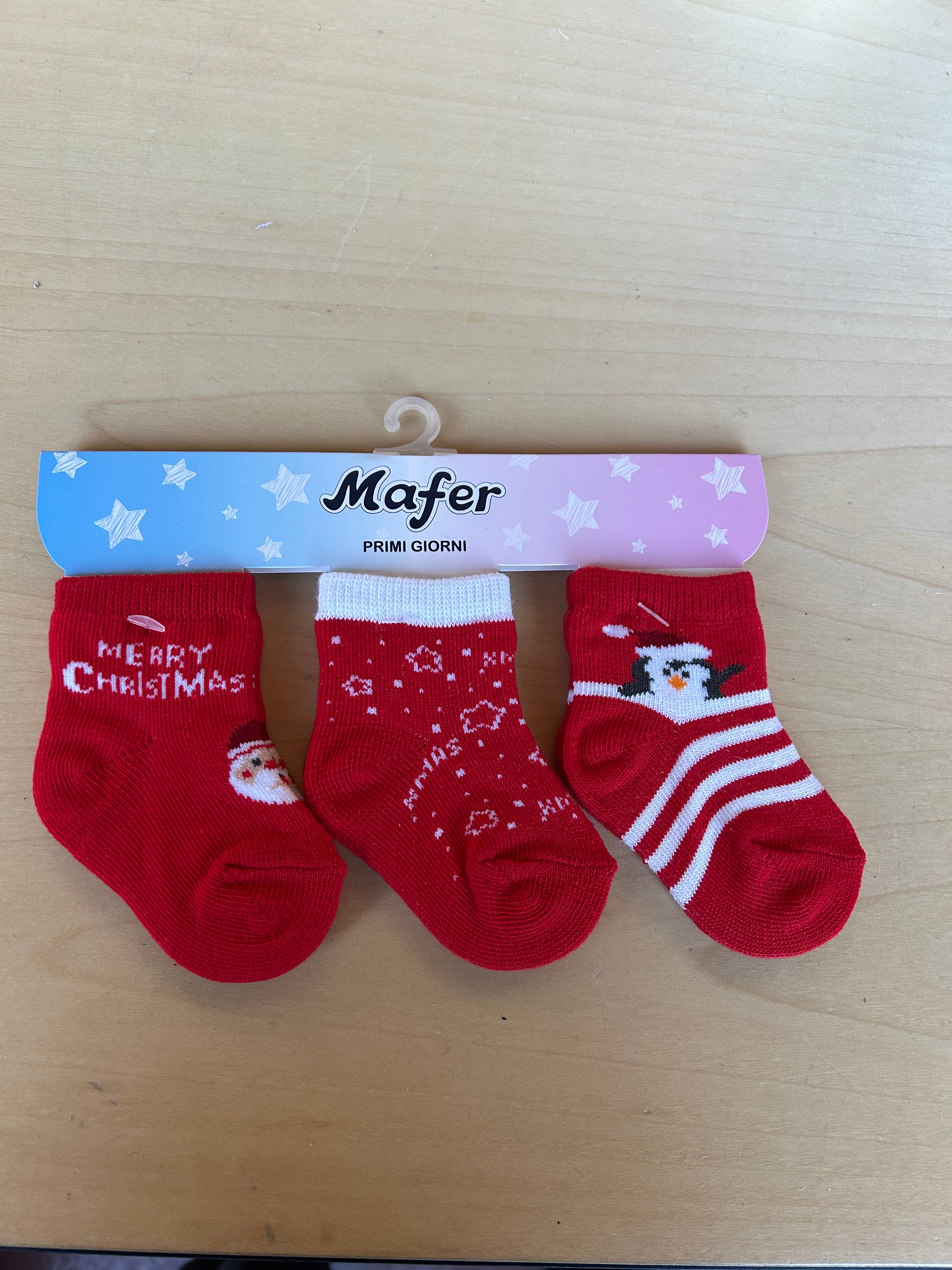 Tre paia di calzini neonati Primi Giorni Natalizi nuovi