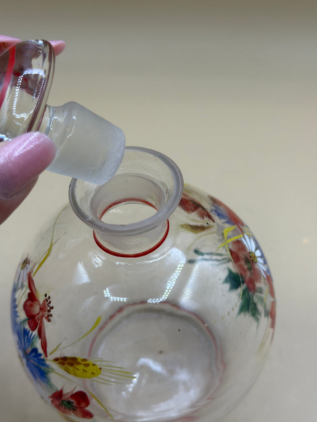 Bottiglia Con Tappo Cristallo Dipinta A Mano
