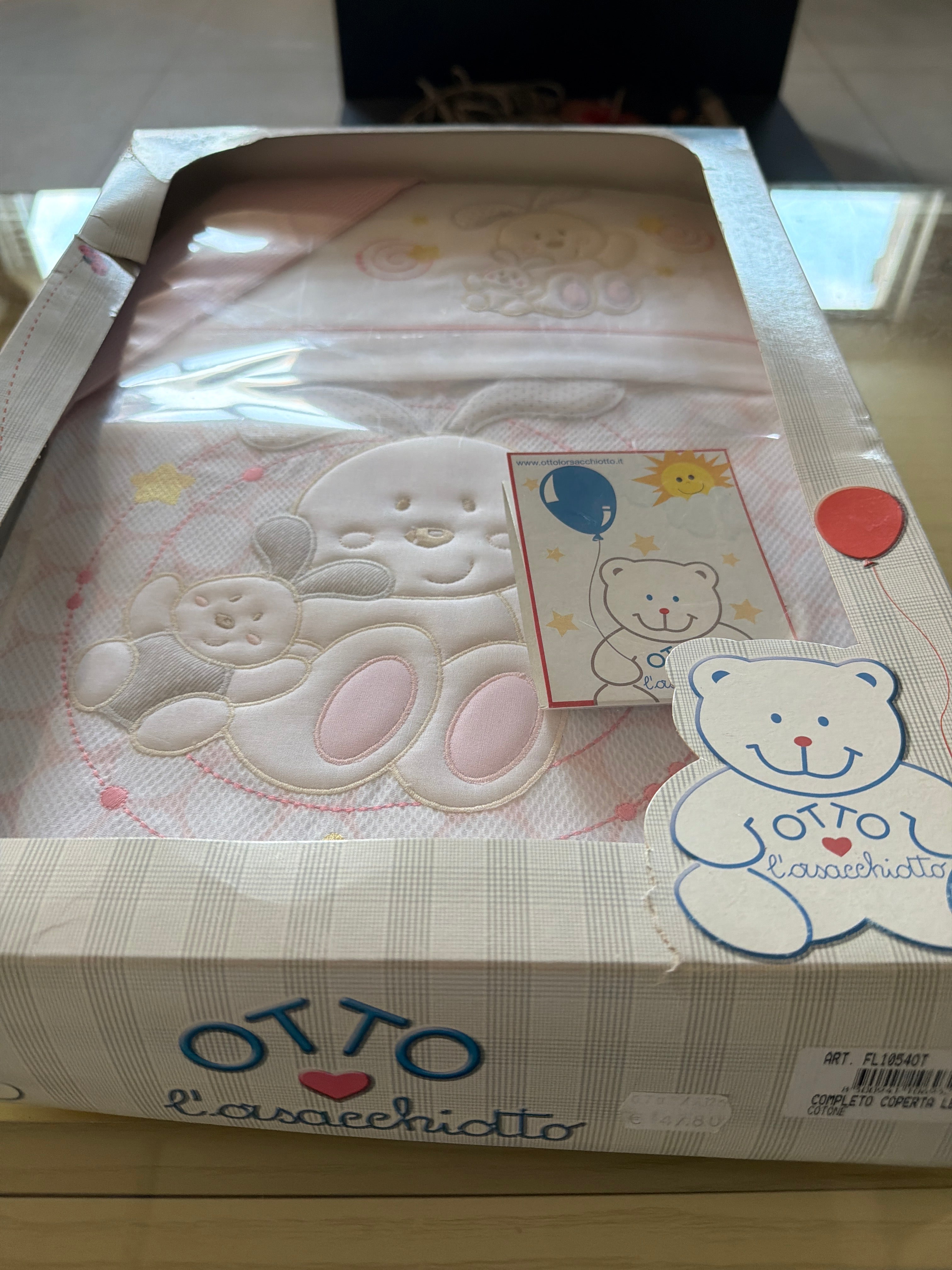 Completo Letto Neonata Copriletto Piquet, Lenzuolo E Federa Da Lettino Nuovo Rosa Otto L’orsacchiotto