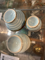 Set Da Fumo in ceramica  azzurro e Oro Tre Pezzi