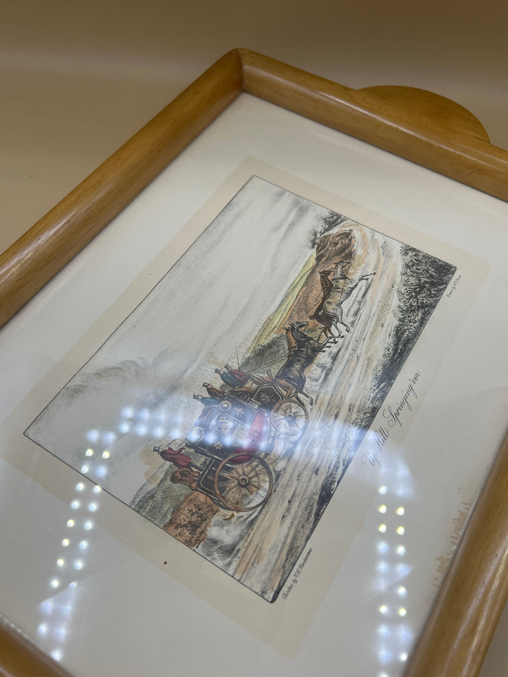 Vassoio Legno Vetro Con Disegno