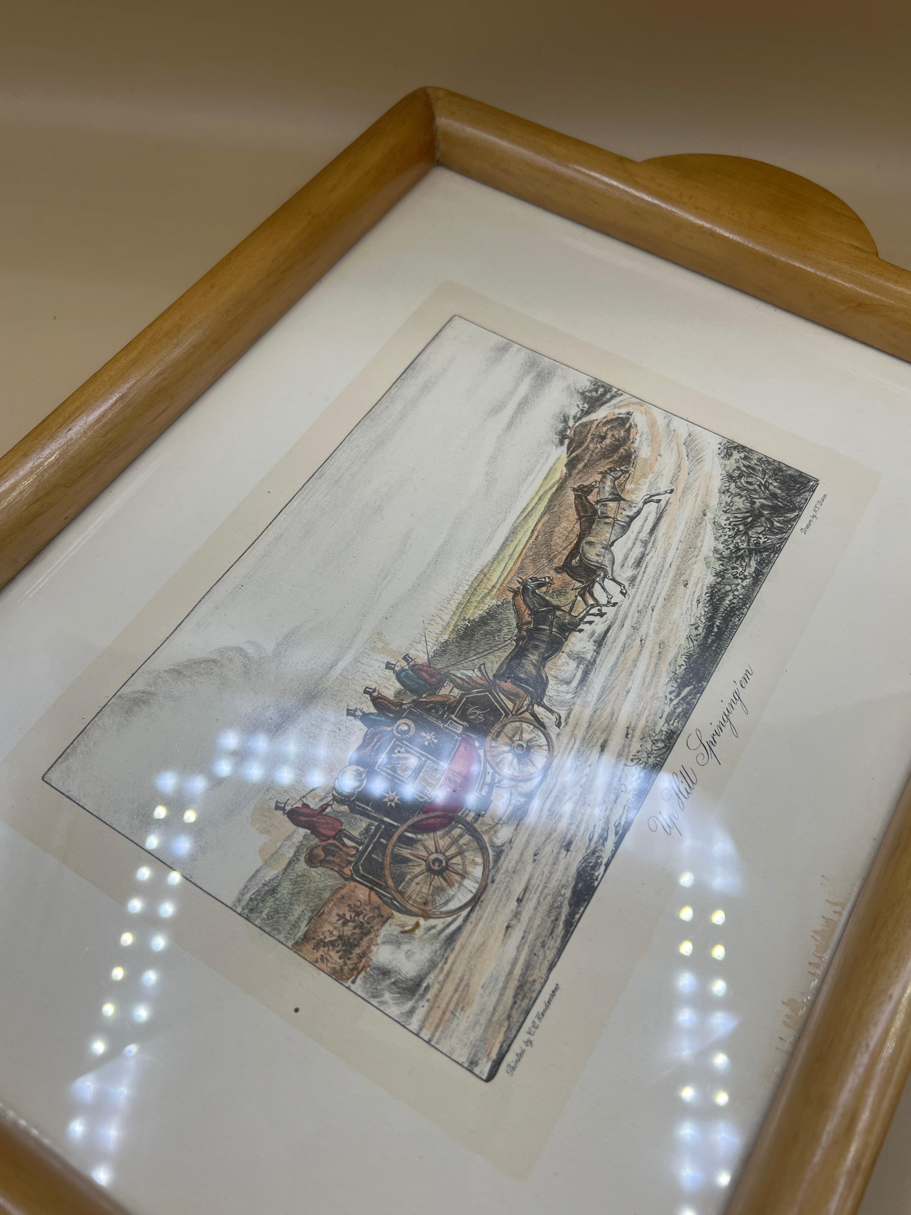 Vassoio Legno Vetro Con Disegno