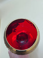 Bicchiere Vintage Rosso Con Smalto Dorato - Murano Tre Fuochi