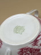 Tazza Due Manici Con Piattino Vintage Nikko Japan Double Phoenix, Motivo Salice Rosso/rosa